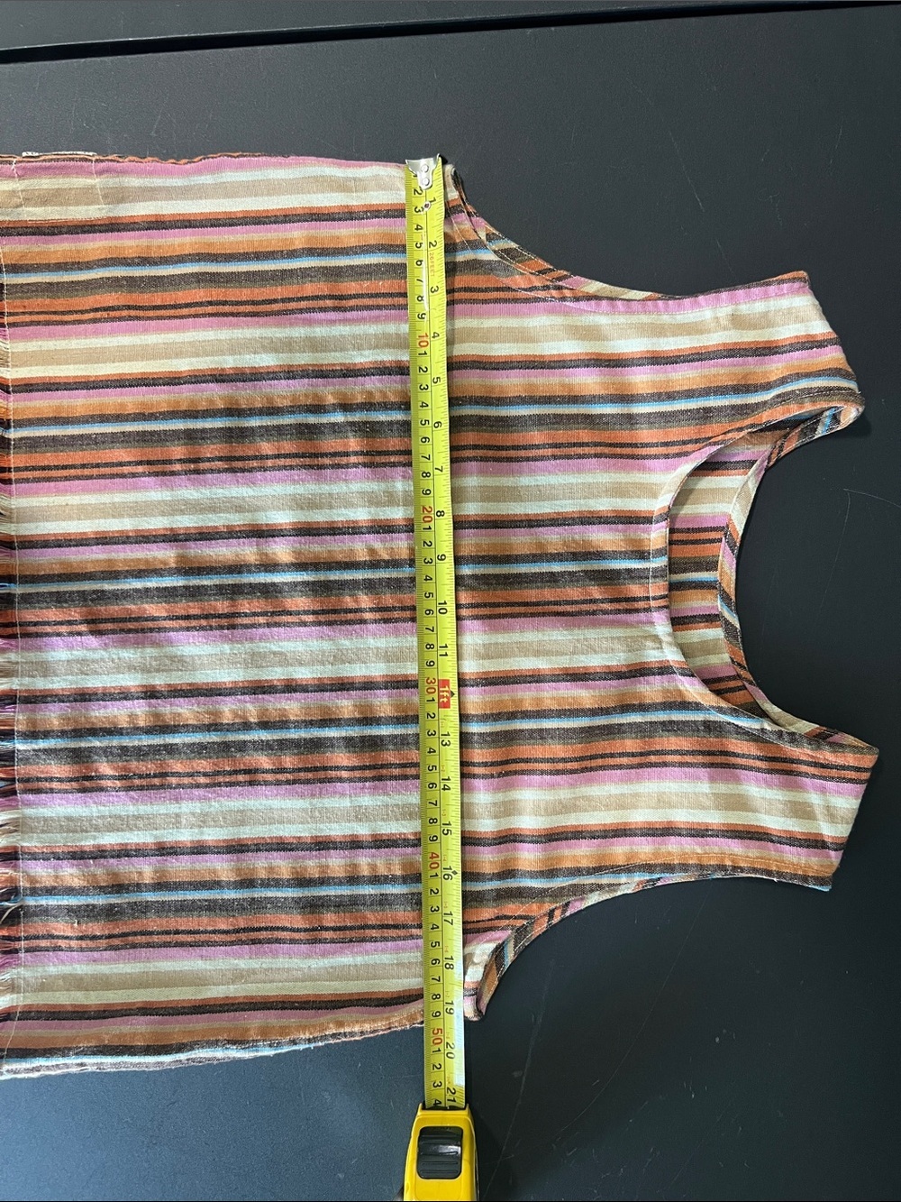 Color of Heat Striped Sleeveless Crop Top in Multi-Color Linen Cotton - Picture 5 of 6